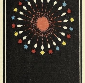 Image of fireworks in a stylized circular pattern